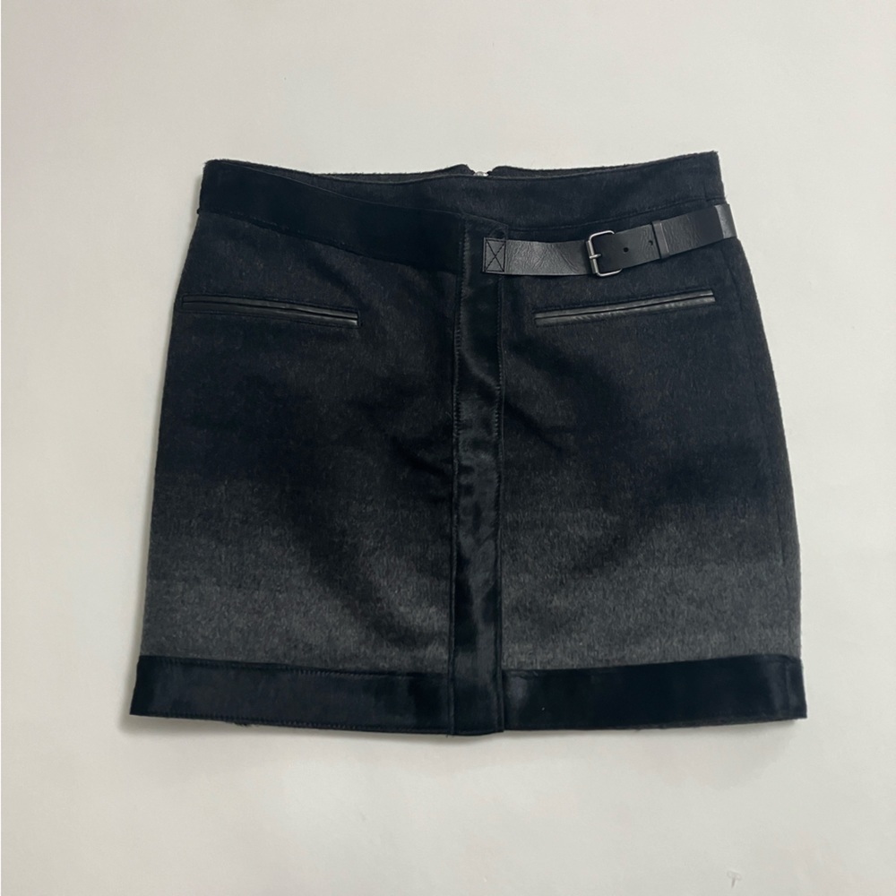 HELMUT LANG calf fur lamb leather mini skirt